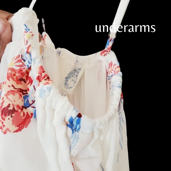 Blue Rain White Dress with Spaghetti Straps, Floral Pattern throughout sz Small - Picture 4 of 10
